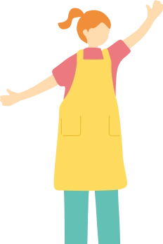 手を振るスタッフのイラスト