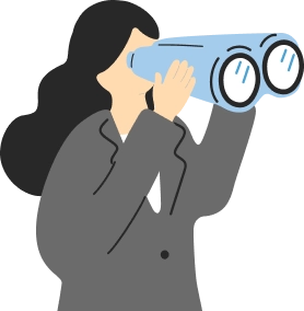 双眼鏡で見る女性のイラスト